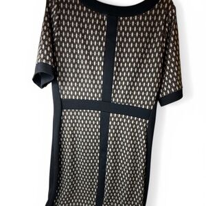 Vintage Black and Cream Sheath Dress Midi by Acclaimed Made in the USA